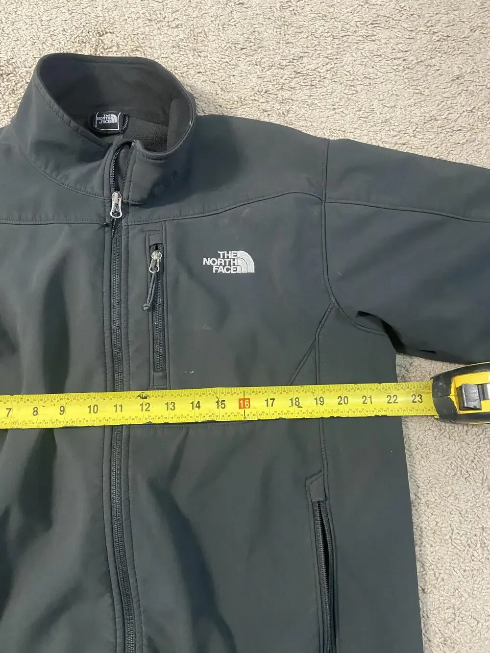 The North Face Apex Softshell Jacket Mens Large Black Windproof Zip Pockets
